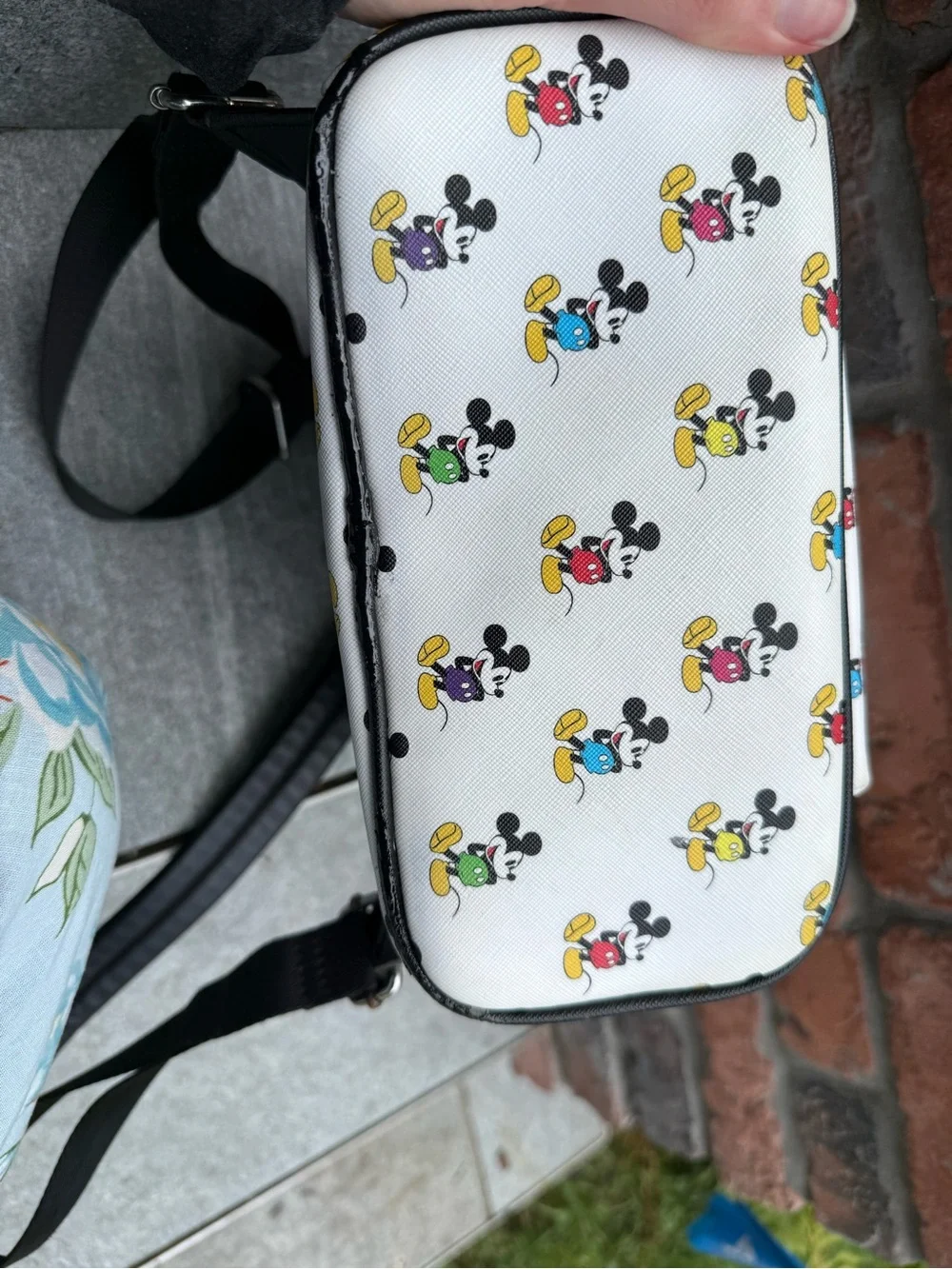 Loungefly White Mini Backpack with Multicolor Mickey Mouse Print